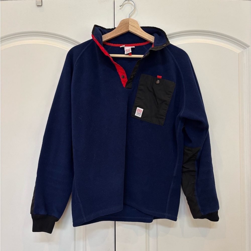 TOPO Designs Blue Mountain Fleece Pullover Sz M